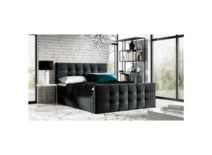 5905351274443 - Boxspringbett karlan 200x200 mit Kopf- und Fußteil Topper SR100 Schwarz - Furnix