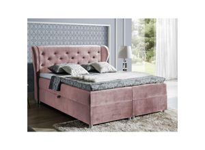 5905351275495 - Boxspringbett pasila 120x200 mit dekorativem Kopfteil 15899 Rosa - Furnix