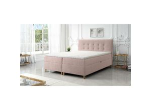 5905351277529 - Boxspringbett deise 120x200 Doppelbett Topper und Holzfüße LM14 Rosa - Furnix