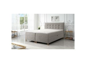 5905351277581 - Boxspringbett deise 140x200 Doppelbett Topper und Holzfüße LM7 Cappuccino - Furnix