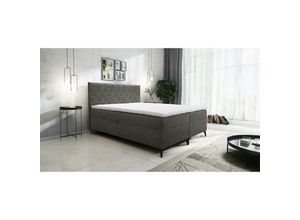 5905351277987 - Boxspringbett jullie 140x200 mit Topper und Bettkasten LM1 Anthrazit - Furnix