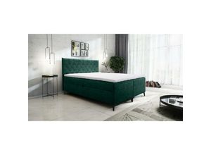 5905351278229 - Boxspringbett jullie 180x200 mit Topper und Bettkasten LM9 Grün - Furnix