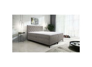 5905351278304 - Boxspringbett jullie 200x200 mit Topper und Bettkasten LM7 Cappuccino - Furnix