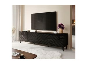 5905351281380 - TV-Lowboard odelia 200 Fernsehschrank mit Ziertüren Schwarz Glanz - Furnix