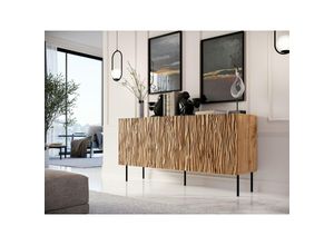 5905351281571 - Sideboard gleya 152 Wohnzimmerkommode mit gefrästen Fronten Wotan Eiche - Furnix