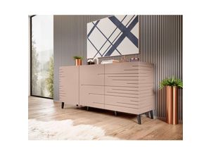 5905351281779 - Furnix - Sideboard nevilla Kommode mit drei Flügeltüren und Zierfüße Rosa