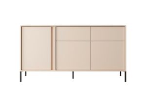 5905351286934 - Furnix - Kommode dasti 153 3D2S Sideboard mit schwarze Metallfüße Beige