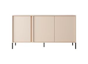 5905351286941 - Furnix - Kommode dasti 153 3d Sideboard mit 3 Türen und Metallfüße Beige