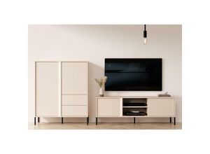 5905351287009 - Mediawand dasti 1 Möbelwand Highboard und TV-Schrank Beige - Furnix