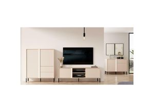 5905351287016 - Furnix - 3-tlg Mediawand dasti 2 Highboard TV-Schrank Kommode Beige