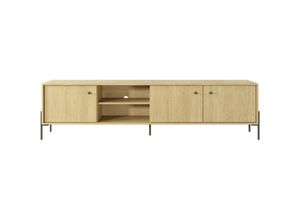 5905351287061 - Furnix - tv Schrank scandinawa 207 Fernsehschrank mit schwarzen Metallfüßen Eiche Scandi   Fischgräten