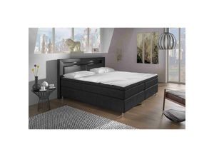 5905351292362 - Boxspringbett Hailyn 140 200 cm Doppelbett mit Topper Eco Leder schwarz - Furnix