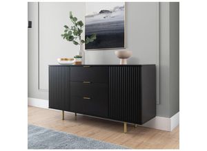 5905351292836 - Furnix - Kommode Nadija K2D3SZ Sideboard mit Schubladen und Metallfüßen Schwarz