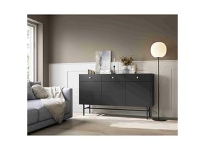 5905351293581 - Kommode Taylie Sideboard mit drei Schubladen und drei Türen Schwarz - Furnix