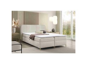 5905351293697 - Boxspringbett Alisom 120x200 mit Bettkasten & Topper F1 Beige - Furnix