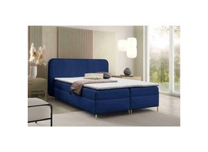 5905351293932 - Boxspringbett Alisom 120x200 mit Bettkasten & Topper F11 Marineblau - Furnix