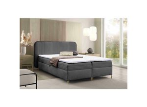 5905351294069 - FURNIX Boxspringbett Alisom 140x200 mit Bettkasten & Topper F16 Dunkelgrau