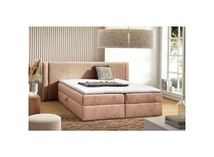 5905351294267 - Boxspringbett Darci 140x200 mit Bettkasten & Topper MD2244 Rosa - Furnix