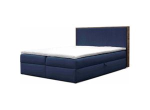 5905351294373 - Boxspringbett Krisi 120x200 mit Bettkasten & Topper MD2216 Marineblau - Furnix