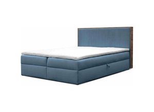 5905351294458 - Boxspringbett Krisi 120x200 mit Bettkasten & Topper MD2233 Blau - Furnix