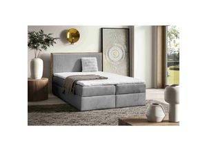 5905351294519 - Boxspringbett Krisi 160x200 mit Bettkasten & Topper MD2240 Grau - Furnix