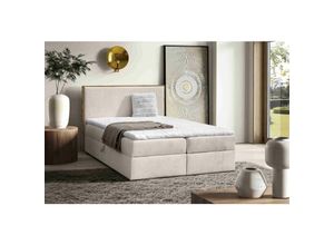 5905351294588 - Boxspringbett Krisi 140x200 mit Bettkasten & Topper MD2250 Creme - Furnix