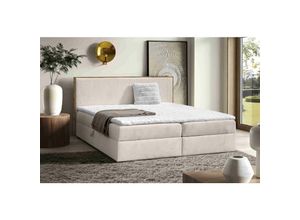 5905351294601 - Boxspringbett Krisi 180x200 mit Bettkasten & Topper MD2250 Creme - Furnix