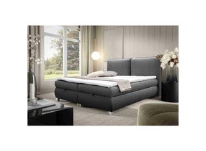 5905351294779 - Boxspringbett Traviss 120x200 mit Bettkasten & Topper VN9799 grau & schwarz - Furnix