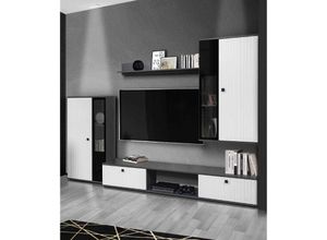 5905351295257 - Mediawand Sidneey Wohnwand 4-teilig ohne led 240 x 180 x 402 cm Matera Weiß - Furnix