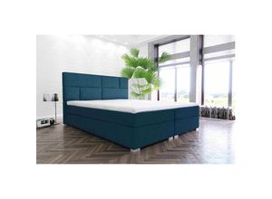 5905351296018 - Boxspringbett stormi 140x200 Bett mit Topper und silberne Füße ML25 blau - Furnix