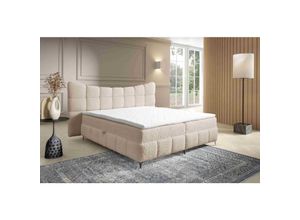 5905351296339 - Boxspringbett Blosom 120x200 Doppelbett Topper und Metalfüße RF2 Beige - Furnix