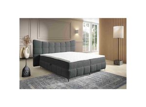 5905351296452 - Boxspringbett Blosom 120x200 Doppelbett Topper und Metalfüße RF7 Graphit - Furnix