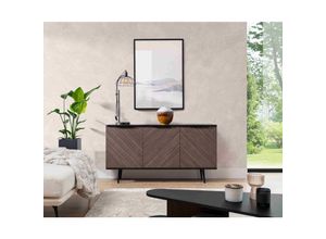 5905351297282 - FURNIX Kommode Pabllo Sideboard mit drei Schränken und Metallfüße Braun