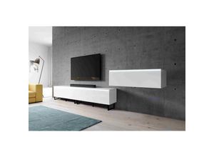 5905351297916 - TV-Kommode bargo iii 300 cm (3x100cm) Lowboard mit Stellllfüße und ohne led Weiß - Furnix