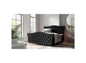 5905351298272 - Boxspringbett glossio 120x200 tiefen Bettkasten Topper EV70817 Schwarz - Furnix