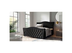 5905351298326 - FURNIX Boxspringbett GLOSSIO 140x200 tiefen Bettkasten Topper EV70817 Schwarz