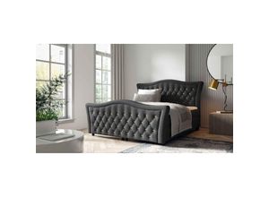 5905351298357 - Boxspringbett glossio 120x200 tiefen Bettkasten Topper EV70821 Dunkelgrau - Furnix