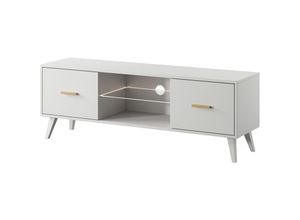 5905386000703 - Selsey - TV-Schrank Savoni I 140 cm weiß weiße Beine goldene Griffen