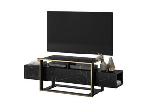 5905386004183 - Selsey - Excelsum TV-Kommode mit Marmorimitat und Goldrahmen - Elegantes Design für elektronische Geräte