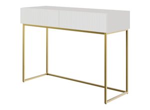 5905386047104 - Selsey - veldio - Schminktisch mit zwei Schubladen und goldenem Metallgestell Weiß 110 cm