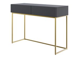 5905386047340 - Veldio - Schminktisch mit zwei Schubladen und goldenem Metallgestell Schwarz 110 cm - Selsey