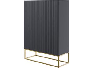 5905386047425 - Selsey VELDIO - Highboard 2-türig Schwarz mit goldenem Metallgestell 90 cm breit