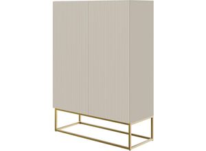 5905386047562 - Veldio - Highboard 2-türig Graubeige Taupe mit goldenem Metallgestell 90 cm breit - Selsey 5905386047562 - Veldio - Highboard 2-türig Graubeige Taupe mit goldenem Metallgestell 90 cm breit - Selsey