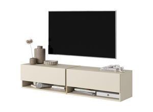 5905386047708 - Selsey - mirrgo - TV-Möbel 140 cm graubeige mit vergoldeter Einlage