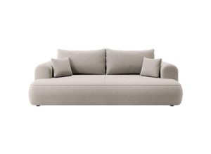 5905386048156 - Dreisitzer-Schlafsofa Ovo mit Behälter aus cremefarbenem Velours aus pflegeleichtem Stoff - Selsey