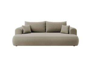 5905386048163 - Ovo Dreisitzer-Schlafsofa mit Stauraum beiges Velours aus pflegeleichtem Stoff - Selsey