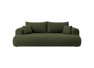 5905386048170 - Ovo Dreisitzer-Schlafsofa mit Stauraum olivfarbener Velours aus pflegeleichtem Stoff - Selsey