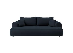 5905386048187 - Ovo Dreisitzer-Schlafsofa mit Stauraum marineblauer Velours aus pflegeleichtem Stoff - Selsey