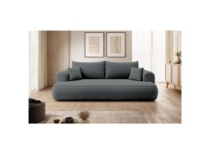 5905386048200 - Dreisitzer-Schlafsofa Ovo mit Container dunkelgrauer Velours aus pflegeleichtem Stoff - Selsey