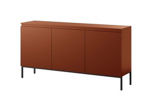 5905386049146 - Selsey - bemmi Sideboard 3-türig 150 cm Ziegelrot mit Metallbeinen